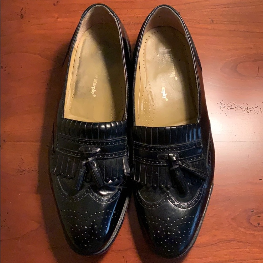 Johnson and Murphy Black Leather Loafers